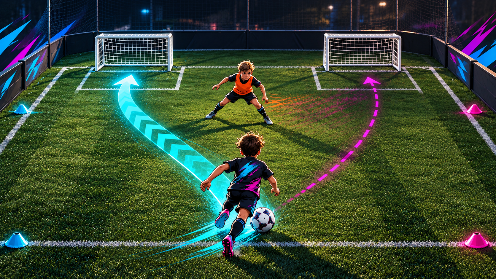 MOVE Beispiel: Dribble-Duell zu zwei Mini-Toren